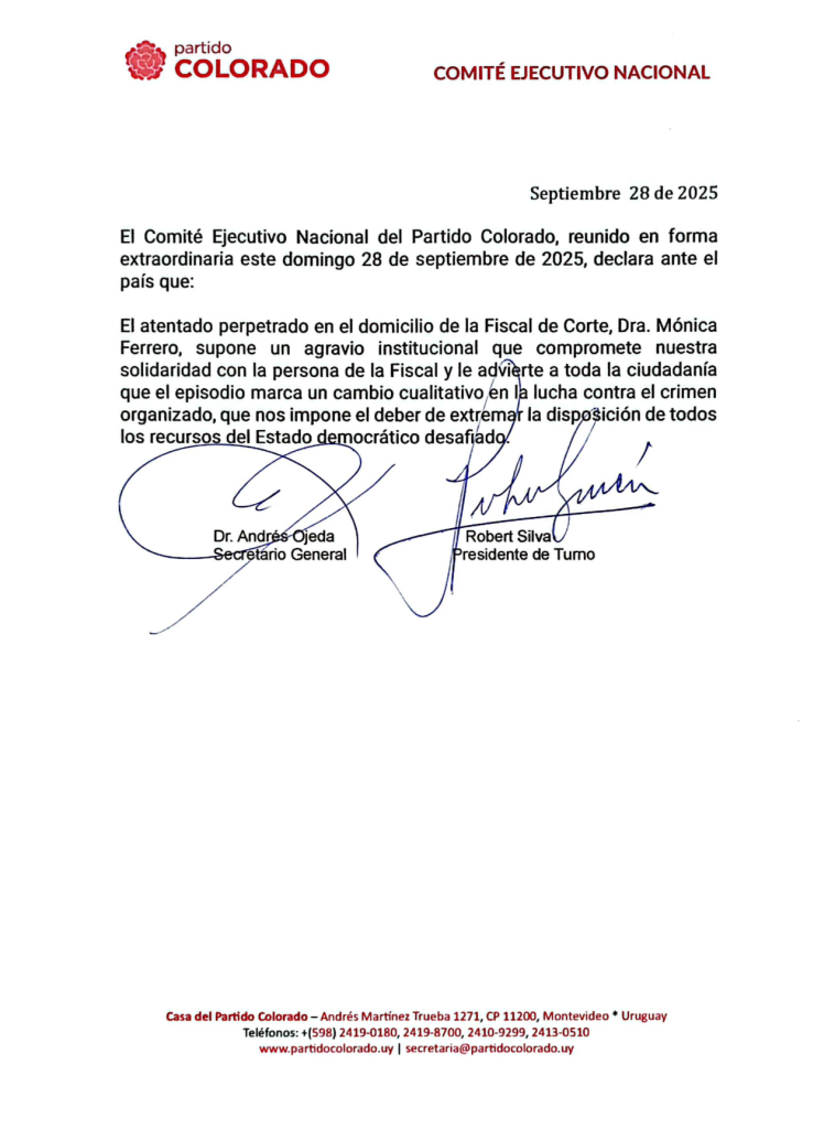 Declaración del CEN a raíz del atentado hacia la Dra. Mónica Ferrero